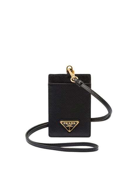 prada id badge holder 2018|Silver Metallic leather badge holder .